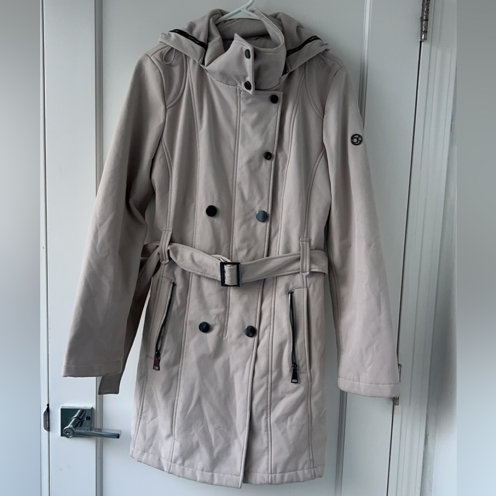 Calvin Klein Women's Full Zip Snap Button Belted
Hooded Parka Jacket size L